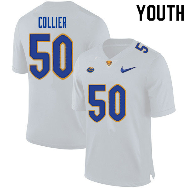 Youth #50 Jason Collier Pitt Panthers College Football Jerseys Sale-White